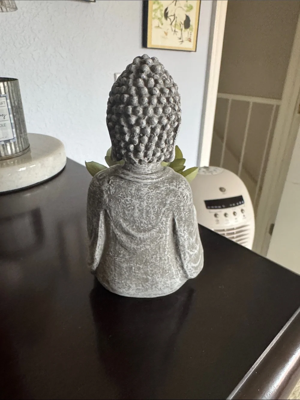 Ashland Gray Buddha Planter with Green Faux Succulent